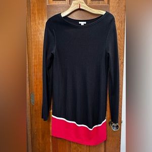J. JILL BLACK, RED AND WHITE LONG SLEEVE TUNIC  XS